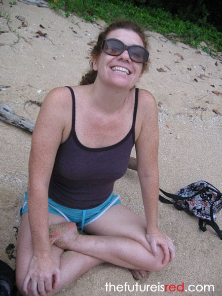 Happy yoga on the beach in Costa Rica