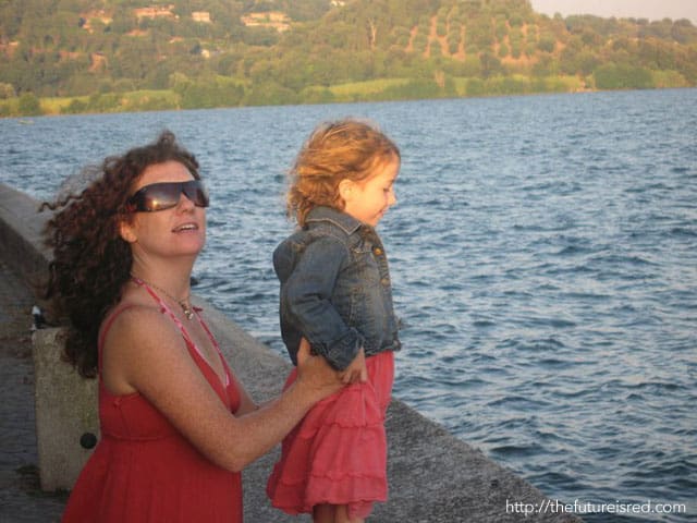 Lila and Leigh in Italy by Lake Bracciano